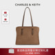 30782735 CHARLES&KEITH25冬新款 CK2 1复古绒面大容量单肩托特包