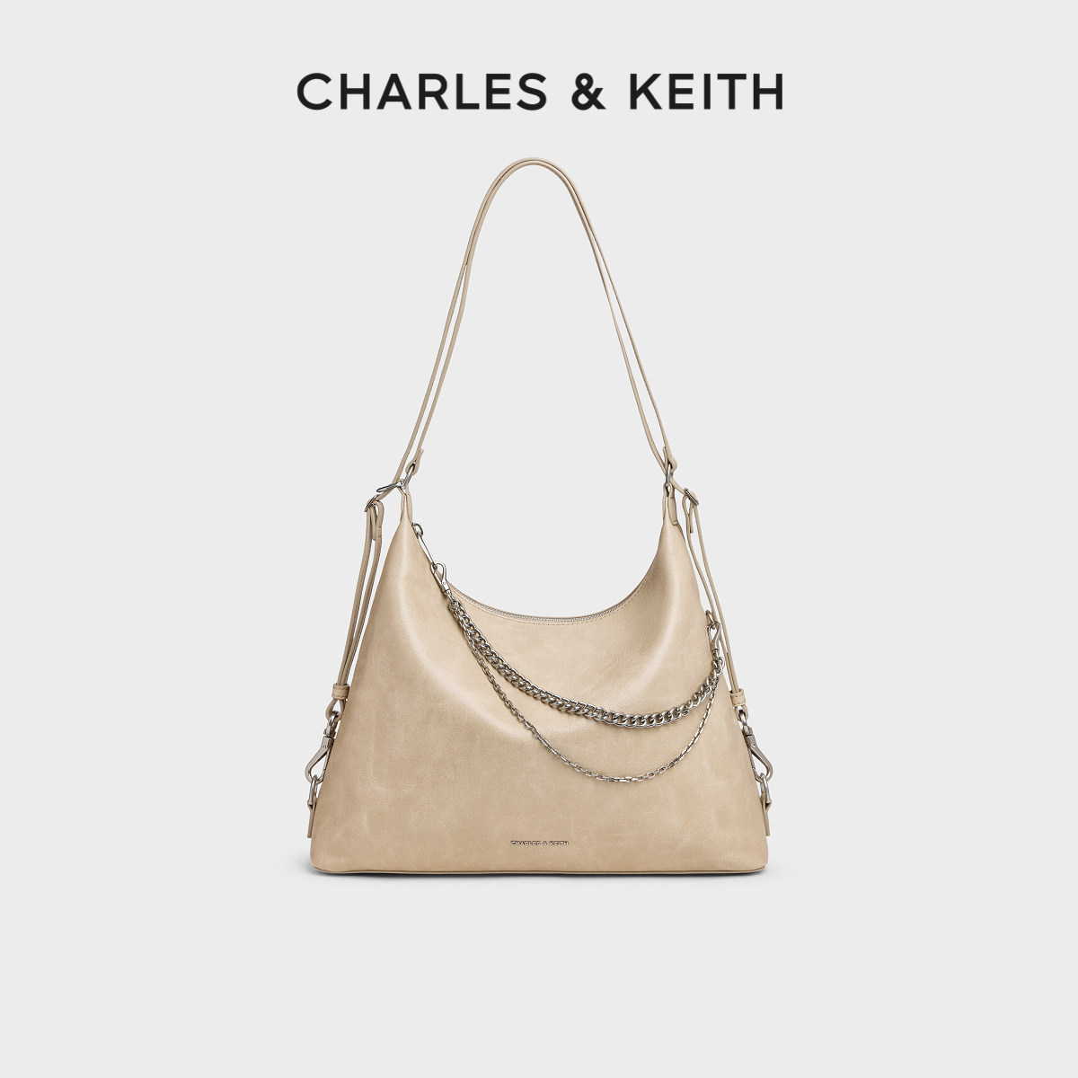 CHARLES&KEITH26冬新款CK2-40782798大容量链条单肩托特包双肩包