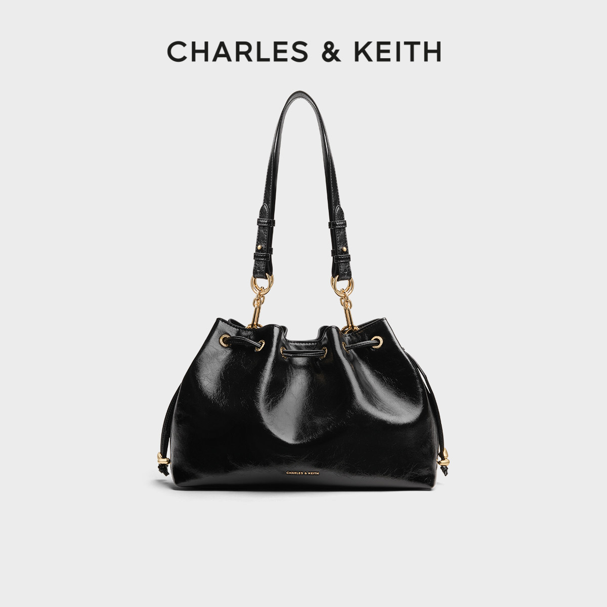 CHARLES&KEITH26春新款CK2-30782795时尚抽绳大容量通勤托特包