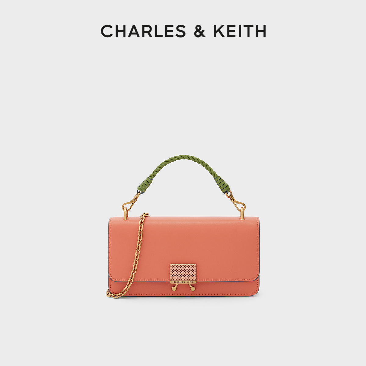 charles＆keith21秋编织手提链条