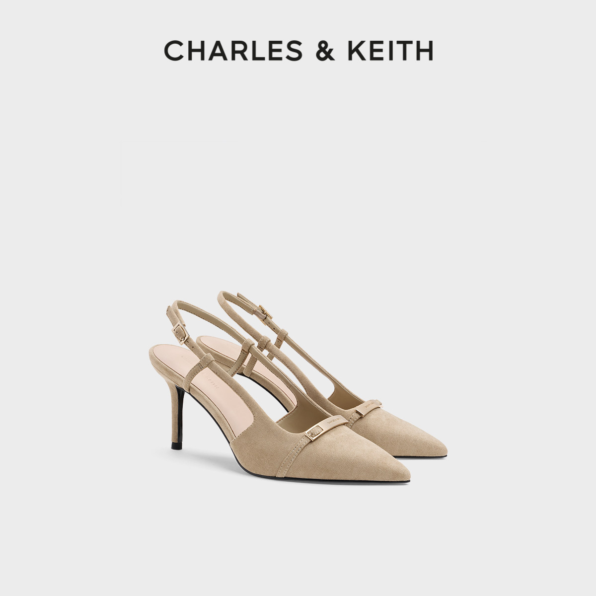 CHARLES&KEITH26春季新款CK1-60361601金属扣气质尖头高跟鞋凉鞋,女鞋,时装凉鞋,淘宝优惠券,粉丝福利购,淘宝优惠卷