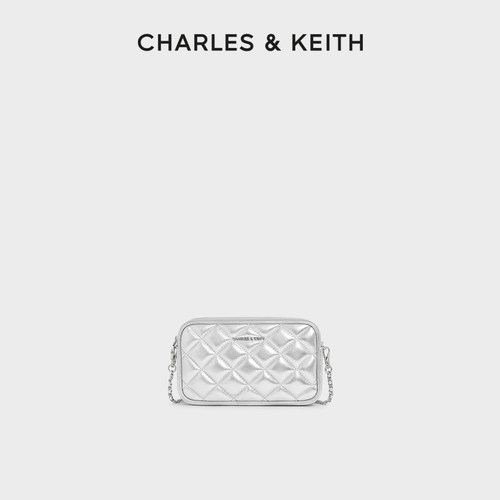 CHARLES&KEITH26秋季新款CK2-00151408菱格链条包单肩斜挎小方包