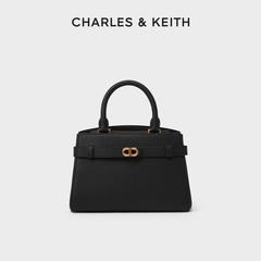 【520礼物】CHARLES&KEITH女包CK2-50160102中号金属扣带饰凯莉包