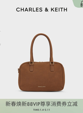 CHARLES&KEITH秋冬女包CK2-30271398宽肩带手提波士顿包斜挎包