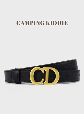 Camping Kiddie皮带女2023新款真皮网红同款百搭配牛仔裤CD款腰带
