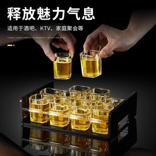 亚克力耐摔啤酒杯架一体式酒吧ktv桌面啤酒杯架套装烈酒杯洋酒杯