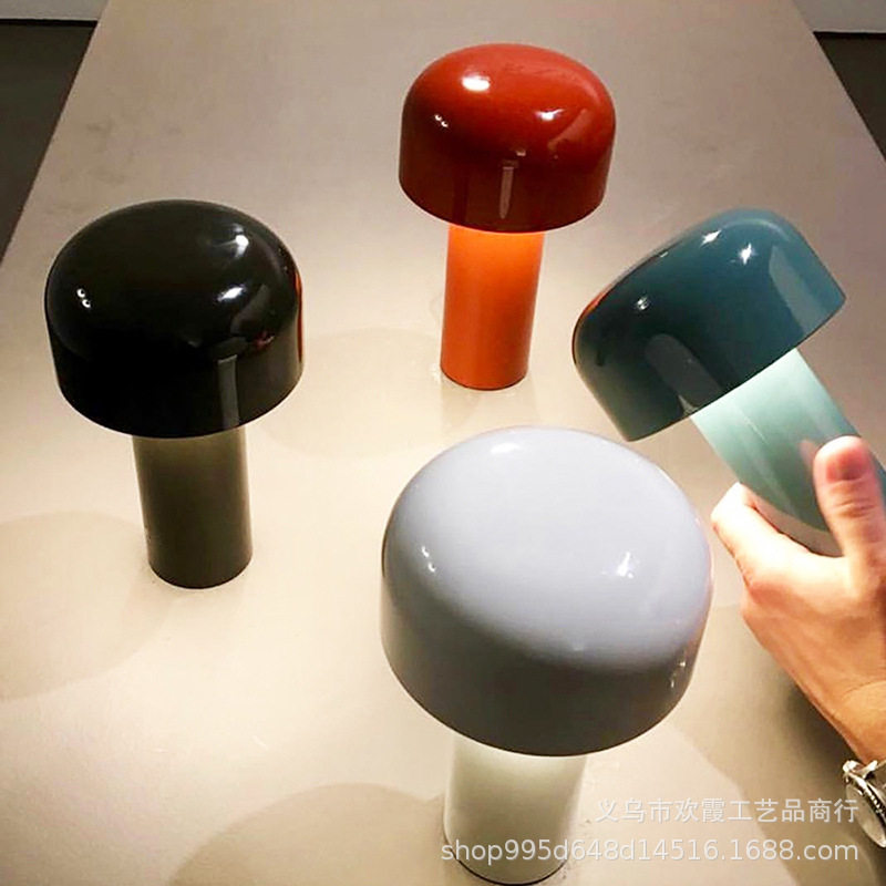 跨境创意蘑菇台灯卧室书房展厅酒吧餐厅充电桌灯网红马卡龙