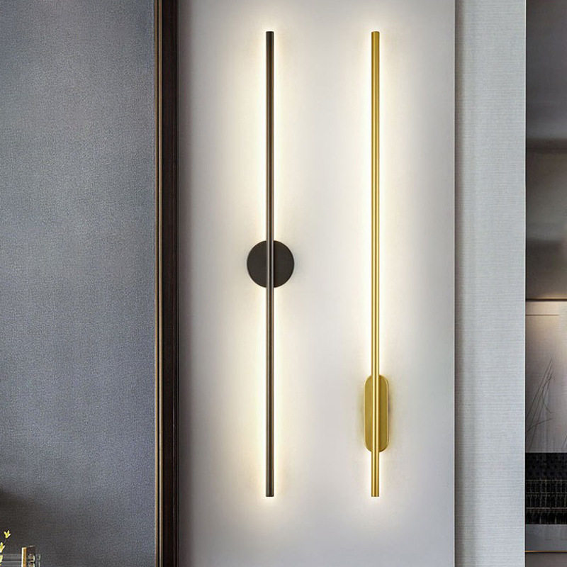 现代简约极简客厅电视背景墙格栅壁灯北欧卧室床头长条形壁灯