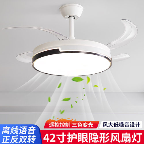 隐形风扇灯客厅餐厅静音吊扇灯 2025年新款家用一体电扇吊灯具