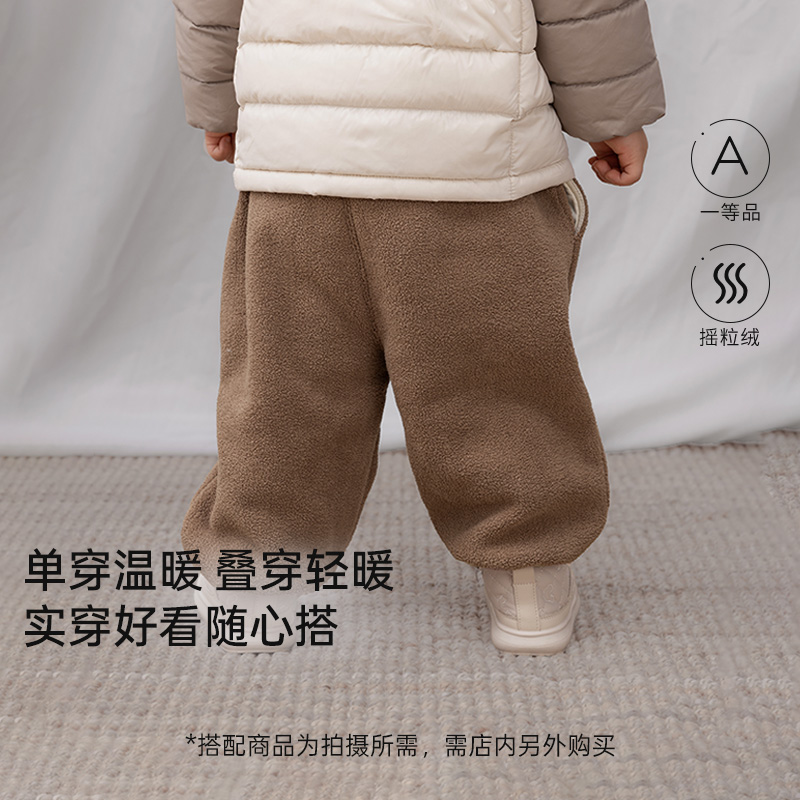 宝宝加绒裤子秋冬外出保暖运动裤