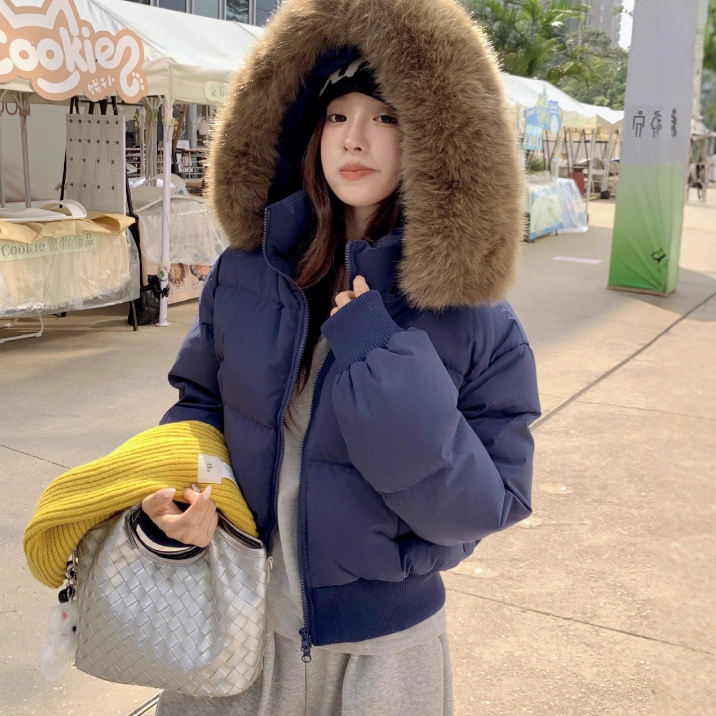 冬季新款90白鸭绒韩版大毛领羽绒服女短款肯豆高腰显瘦小个子外套