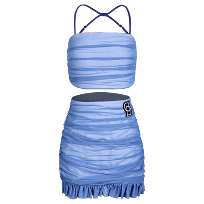 拉丁少儿夏季糖果色分体套装半裙