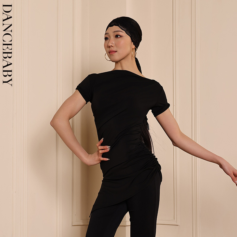 Dancebaby拉丁舞国标舞专用高级感上衣女舞服2025新款舞衣短袖367