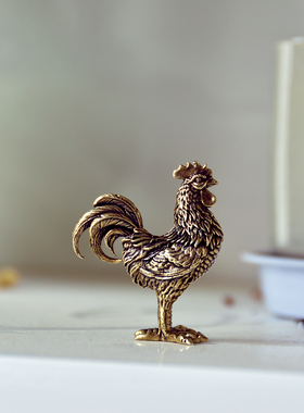 实心黄铜小公鸡纯铜摆件
