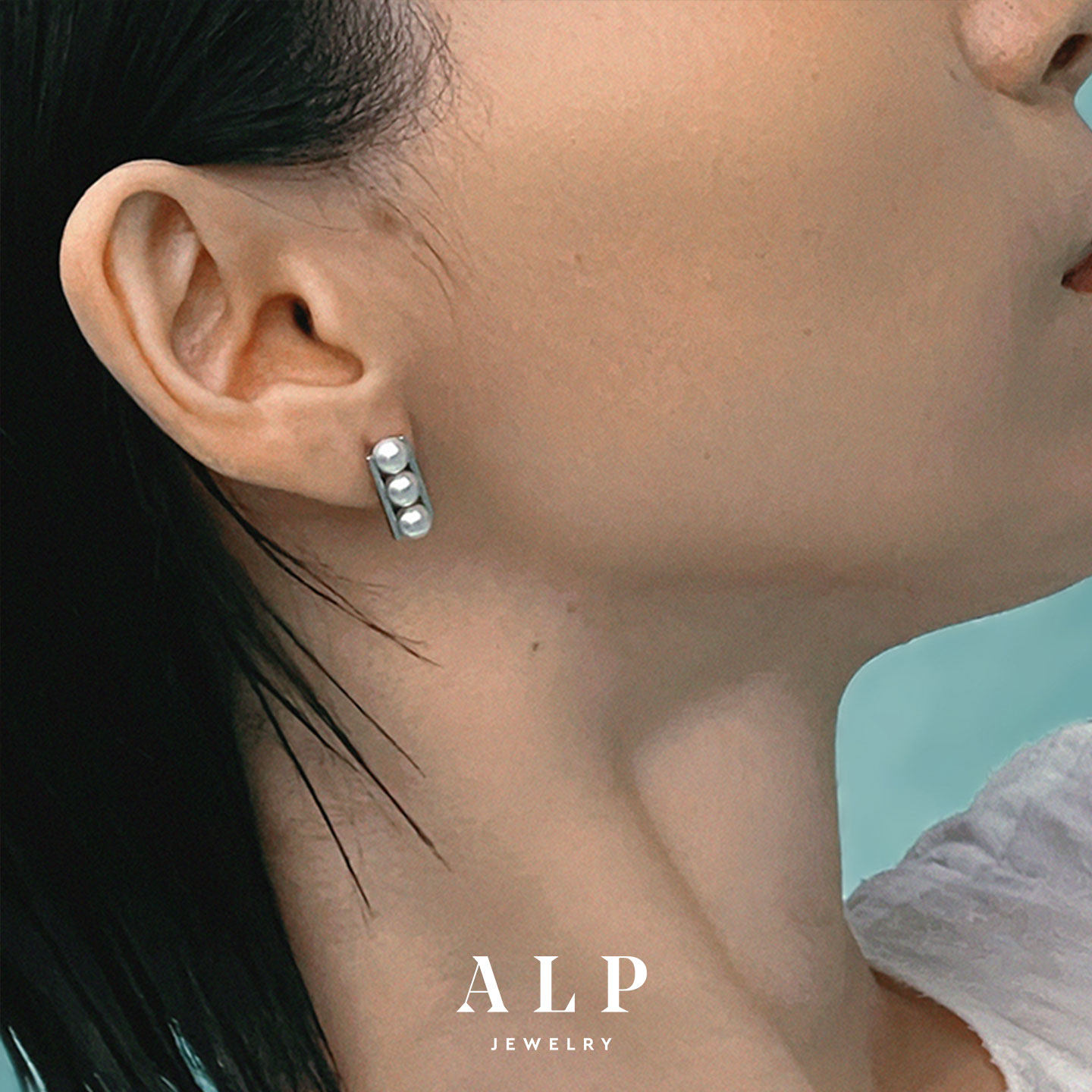 官方ALP JEWELRY如水生优雅轻奢艺术迷你珍珠耳环银色小众