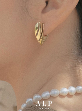 官方ALP JEWELRY爱心系列设计师气质名媛不对称多戴真空镀金耳环