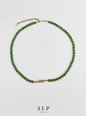 官方ALP JEWELRY渡玉系列天然和田玉碧玉项链6mm圆珠精品锁骨链