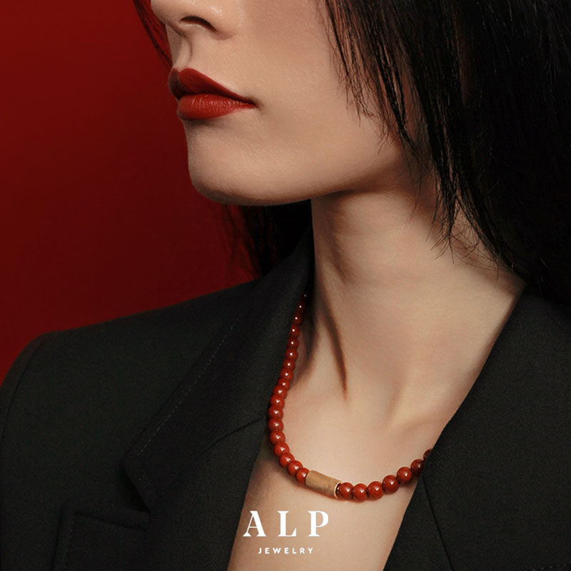 官方ALP JEWELRY息绪新中式天然6mm南红项链玛瑙本命年红色锁骨链