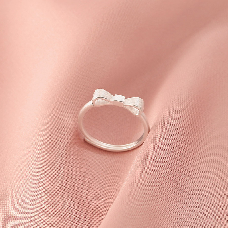 蝴蝶结戒指女小众设计高级感不掉色2023年新款简约925纯银食指戒