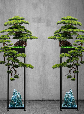 仿真迎客松罗汉松落地装饰摆件