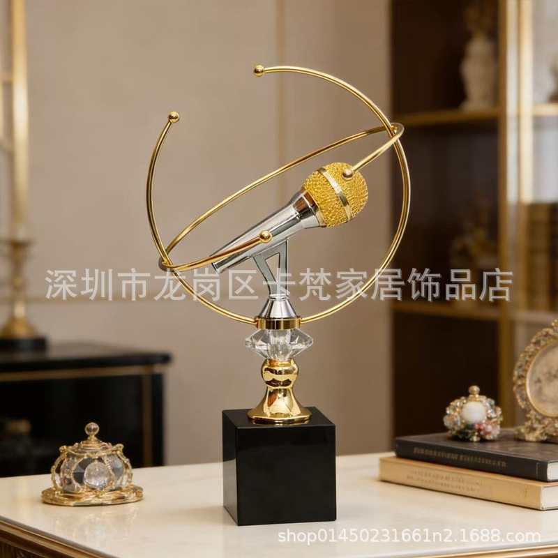 现代创意话筒礼品奖品摆件唱歌比赛颁奖奖杯刻字酒柜书柜工艺品