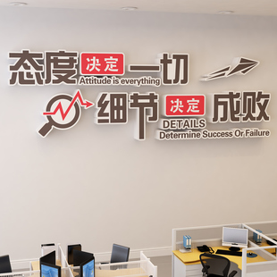 公司办公室背景墙面装饰画会议室文化墙励志标语企业形象墙贴纸3d