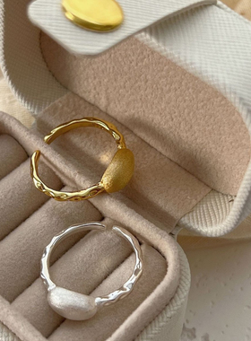 韩国饰品拉丝松小馒头S925纯银戒指意大利ins小众轻奢高级感指环