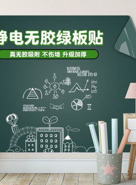 吸附记事板家庭贴墙上教学软黑板