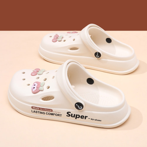 CROSS洞洞鞋女夏季软底包头拖