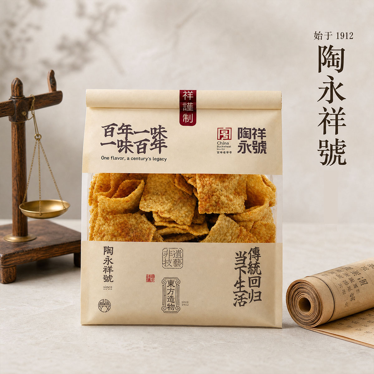 陶永祥脆脆荞麦片180g苦荞片粗粮零食休闲小吃食品下午茶锅巴膨化