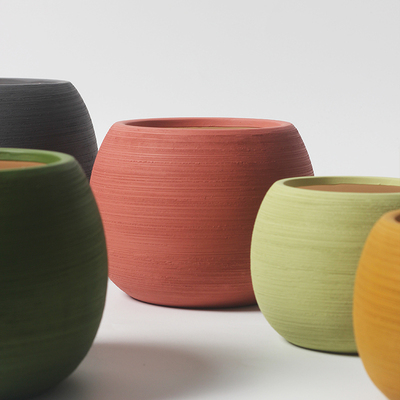 北欧ins风新款简约奶油风多彩多肉盆栽绿植仙人掌圆球室内陶花盆