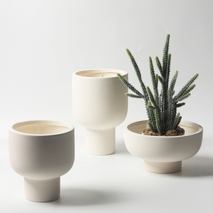 ins奶油风陶土创意多肉透气大口径兰花陶瓷花盆简约绿萝家用小号