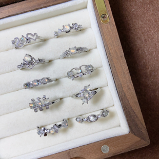 马岛月光合集月光石戒指手链女轻奢小众设计感高级精致可调节食指