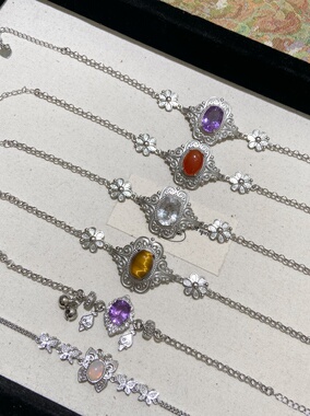 秋冬氛围感天然水晶中古复古宫廷风手链女轻奢简约小众设计高级感