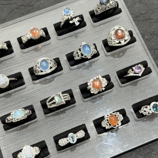 1.25更新天然水晶戒指彩宝伦敦蓝石榴石紫水晶精致小众饰品礼物