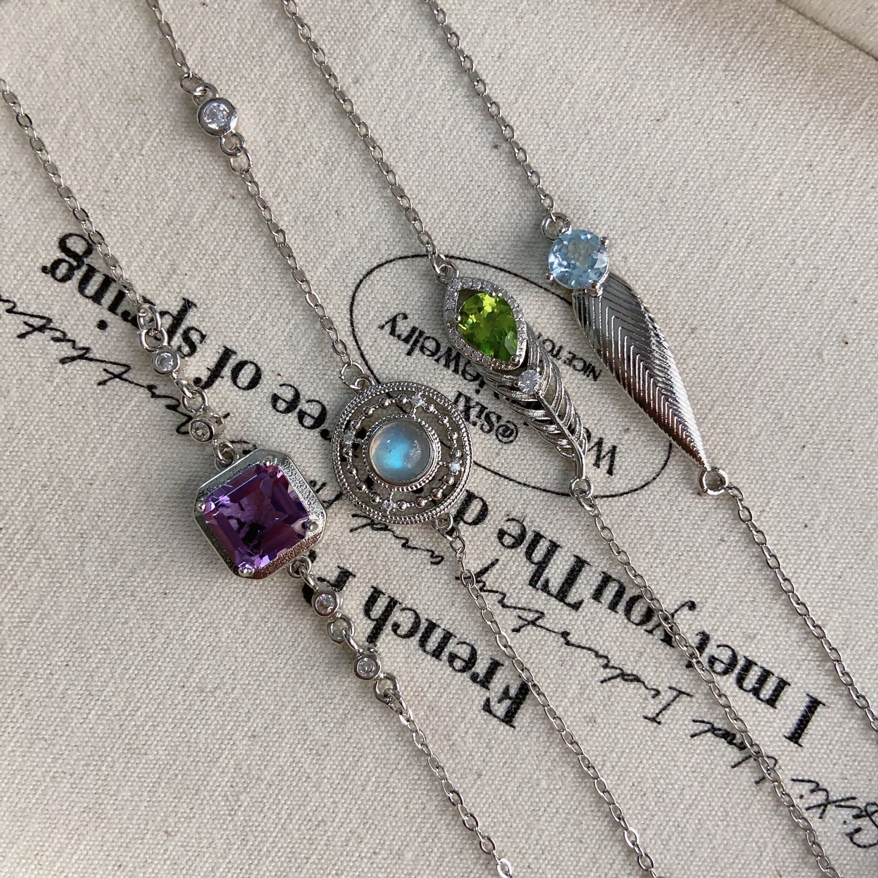 末泽 天然水晶手链合集橄榄石榴石茶晶伦敦蓝托帕石轻奢小众饰品2