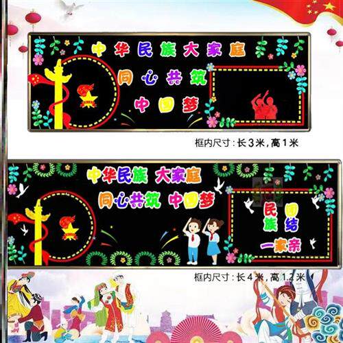 中小学校园布置同心墙补习班通用美观学校初中民族团结墙贴黑板报