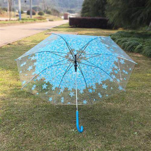 高档透明雨伞粉色女小清新手长柄伞创意日系唯美学生樱花透明伞