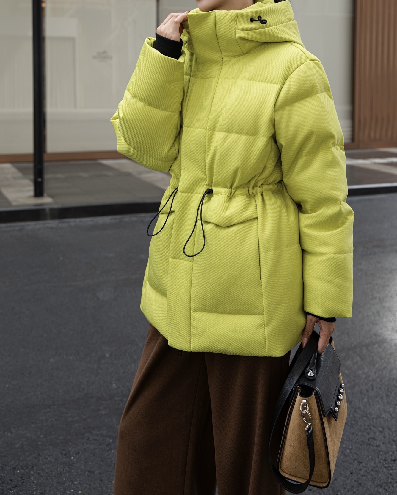 设计师品牌 25秋冬新款 高弹丝斜纹TR料鹅绒羽绒服