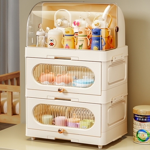 婴儿辅食工具收纳柜奶瓶收纳箱防尘沥水架宝宝大号餐具储存收纳盒