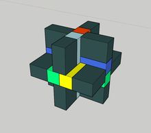 鲁班锁 孔明锁 sketchup草图大师su模型+制作数据 拼版锁 52号