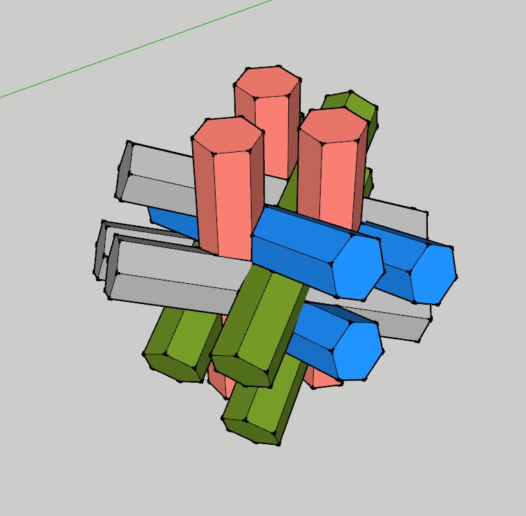鲁班锁 孔明锁 sketchup草图大师su模型+制作数据 六角十二柱50号
