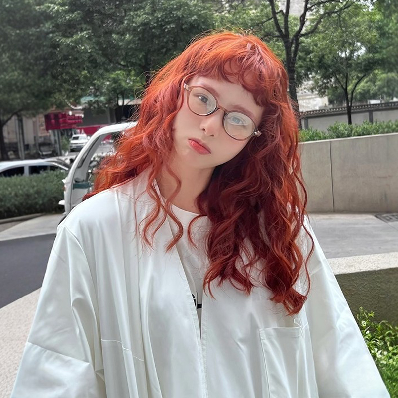 日系橘色假发女长卷发自然甜美大波浪lolita羊毛卷少女jk全头套