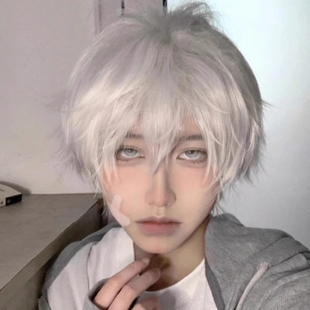 白色假发短发男银万用毛二次元正太cosplay基佬帅dk少年感全头套