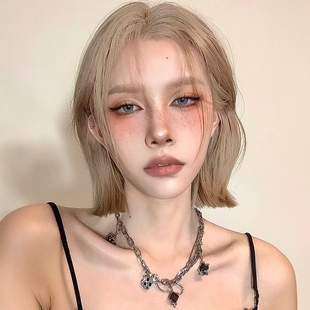 假发女小额蕾丝短发一刀切中分日常全头套