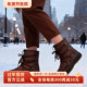 真皮纯羊毛加混纺中帮保暖防滑抗冻雪地靴棉鞋 出口欧洲 女子冬季