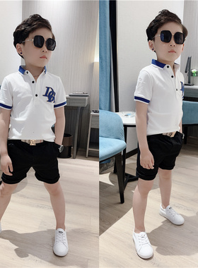 男童polo衫儿童白色2022新款中大童潮牌童装男孩t恤夏装上衣短袖