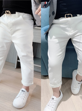 童装2022春秋新款白色男童长裤宝宝弹力修身儿童西裤中大童小脚裤