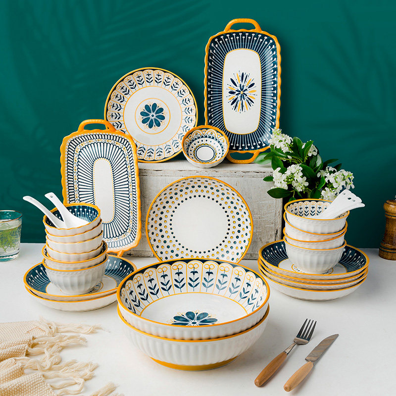 欧式北欧简约情侣陶瓷餐具套装家用中式碗盘碗碟组合混搭大汤碗,餐饮具,盘,淘宝优惠券,粉丝福利购,淘宝优惠卷