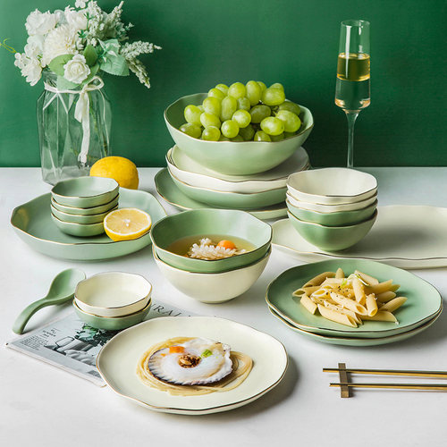 北欧轻奢金边陶瓷餐具家用ins